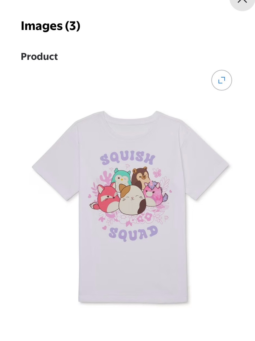 NWT Squishmallows Squish Squad Graphic Tee White/Pink Girls